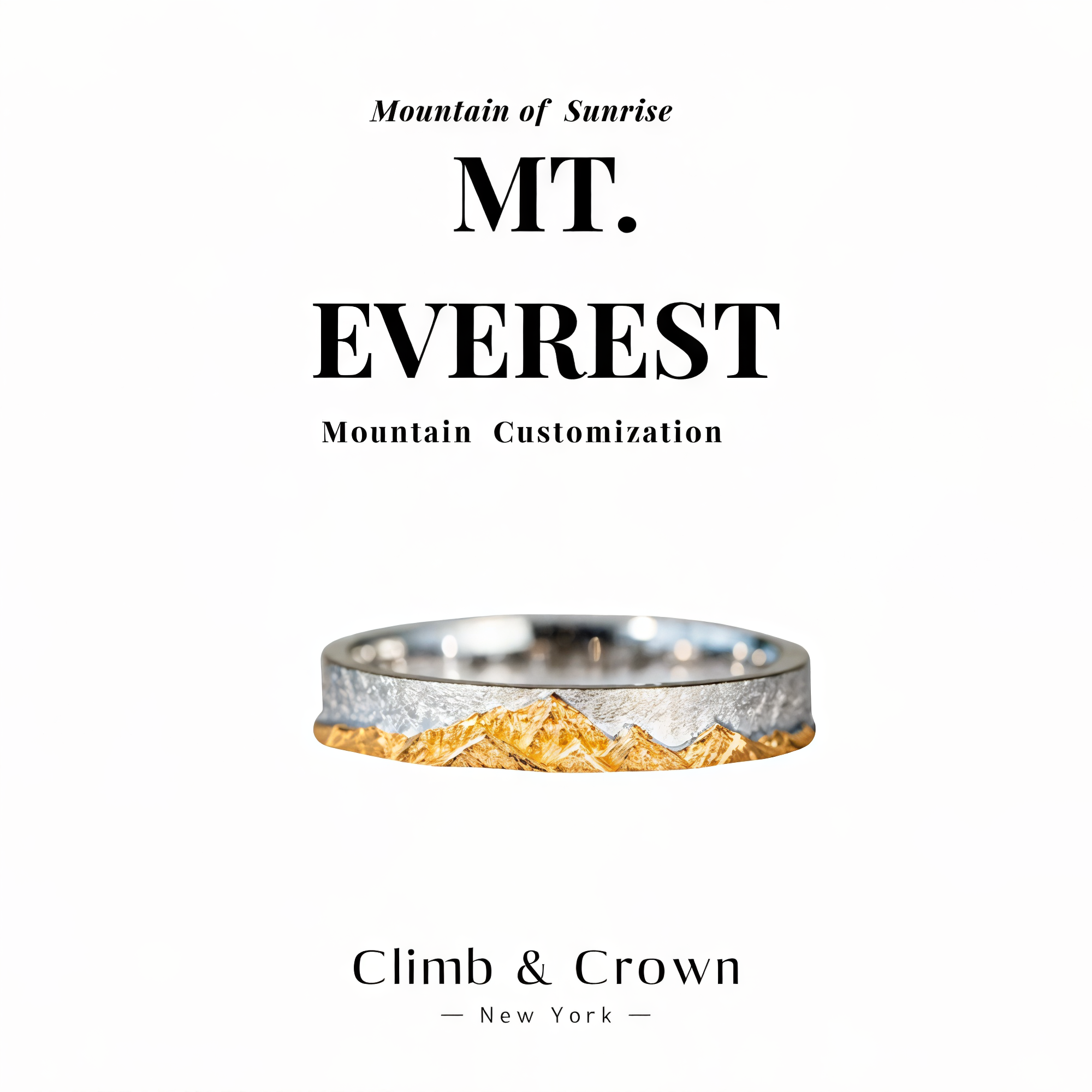 【Everest Summit】 Hand-Engraved Mount Mens/Womens Wedding Ring