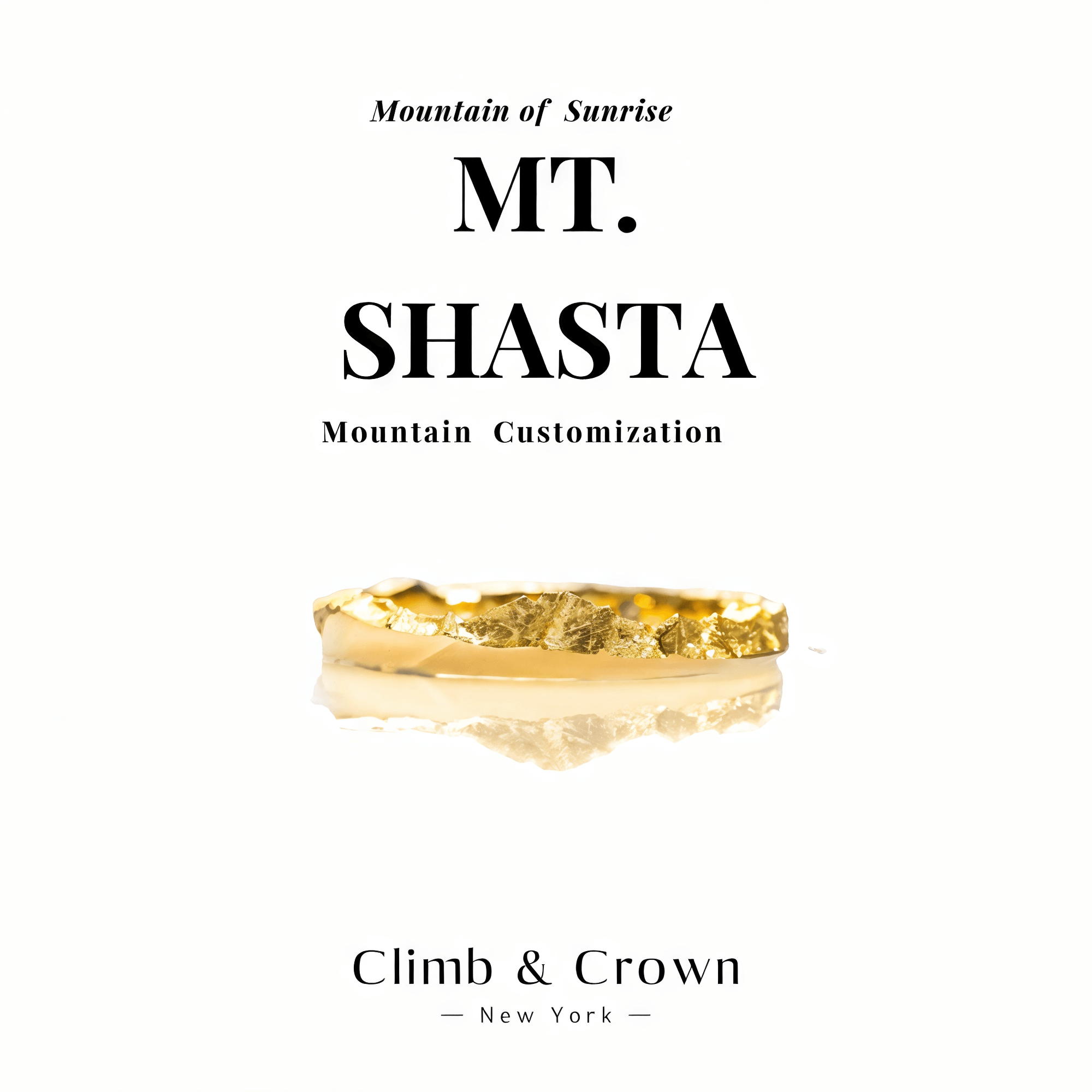 【Mt. Shasta】 Gold Hand-Engraved Mount Wedding Ring