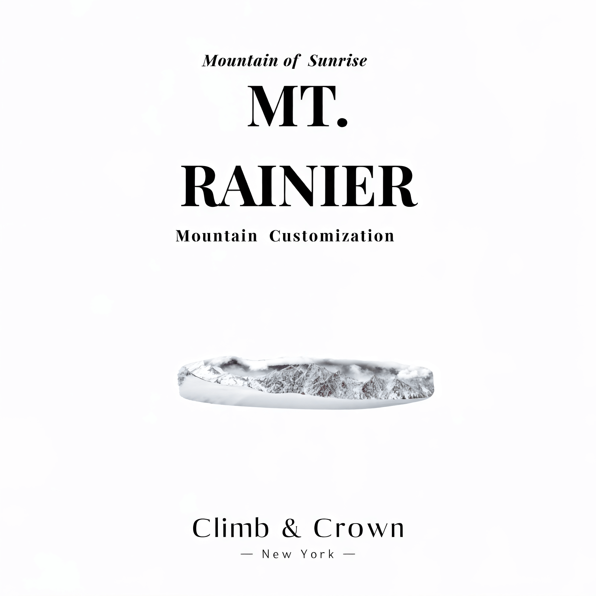 【Mt. Rainier】 Hand-Engraved Mount Mens/Womens Wedding Ring