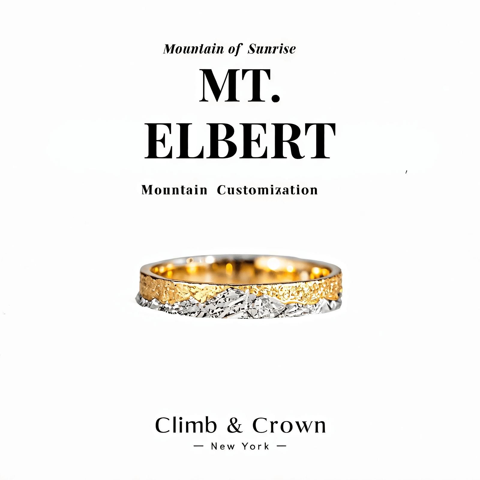 【Mt. Elbert】 Gold Rersonalized  Mount Mens/Womens Wedding Ring