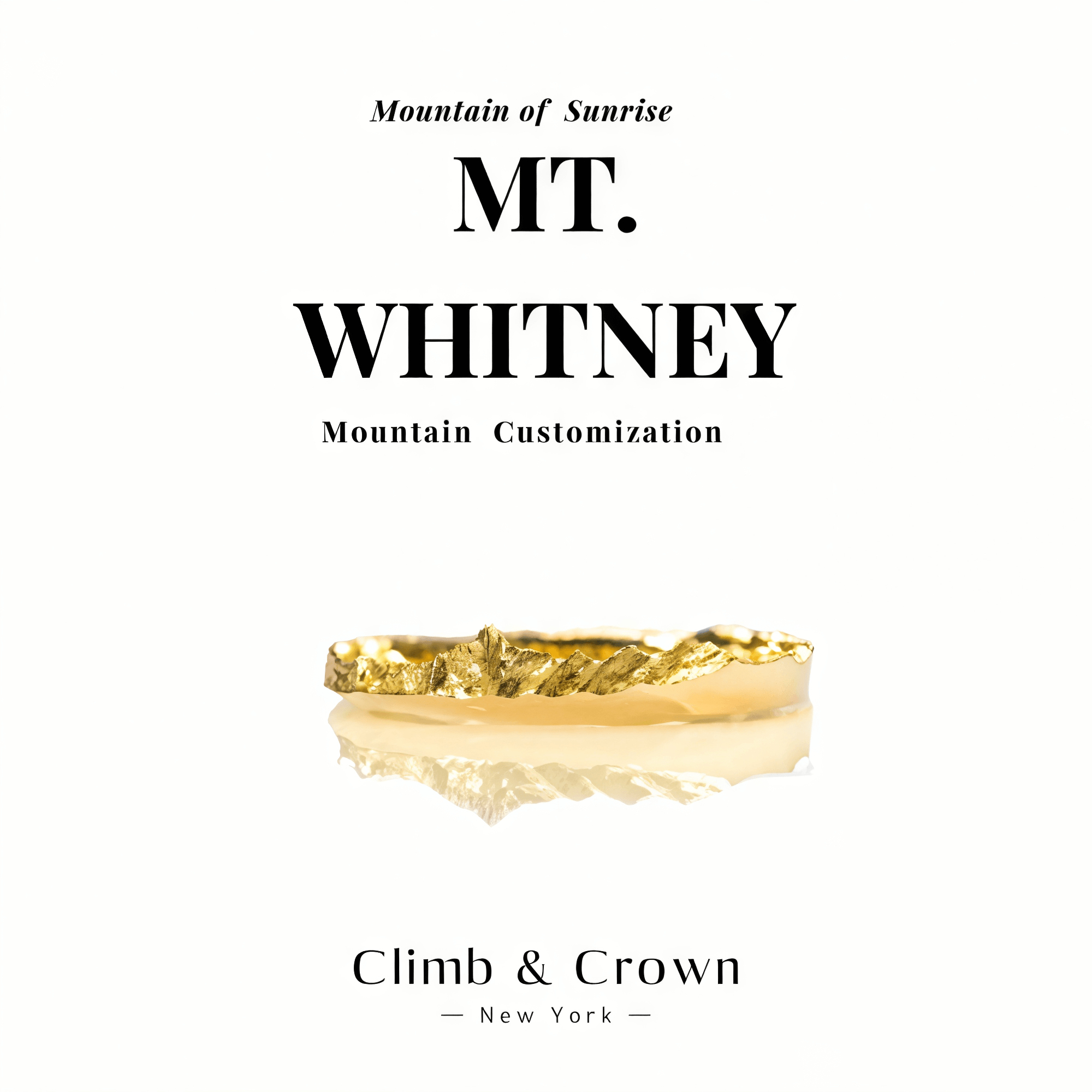 【Mt. Whitney】Gold Hand-Engraved Mount  Wedding Ring