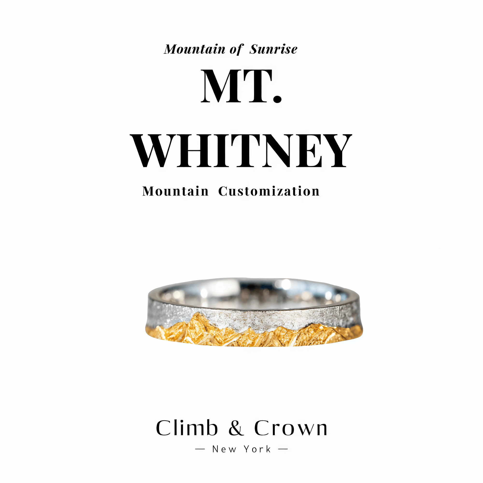 【Mt. Whitney】 Hand-Engraved Mount Mens/Womens Wedding Ring