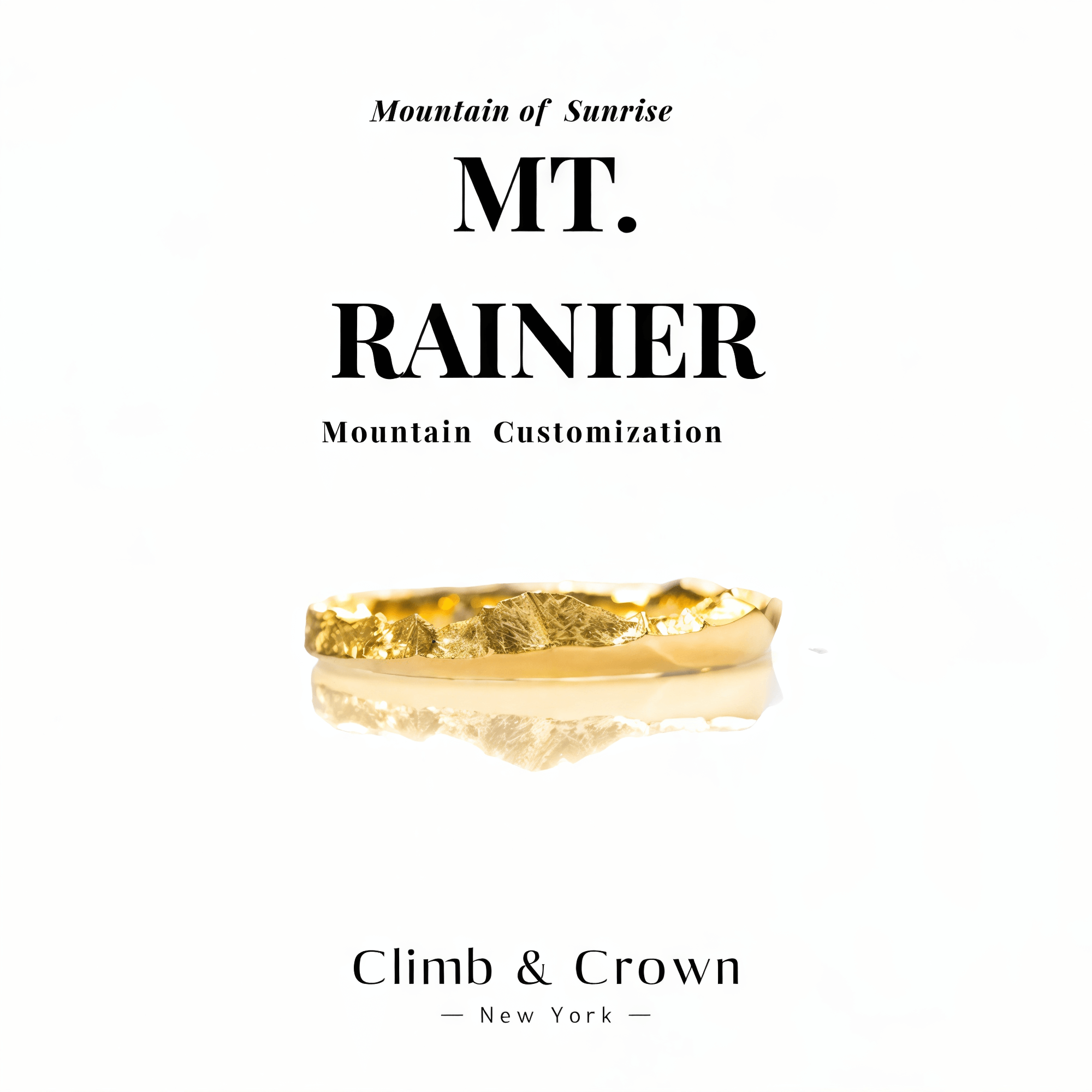 【Mt. Rainier】Gold Hand-Engraved Mount Wedding Ring