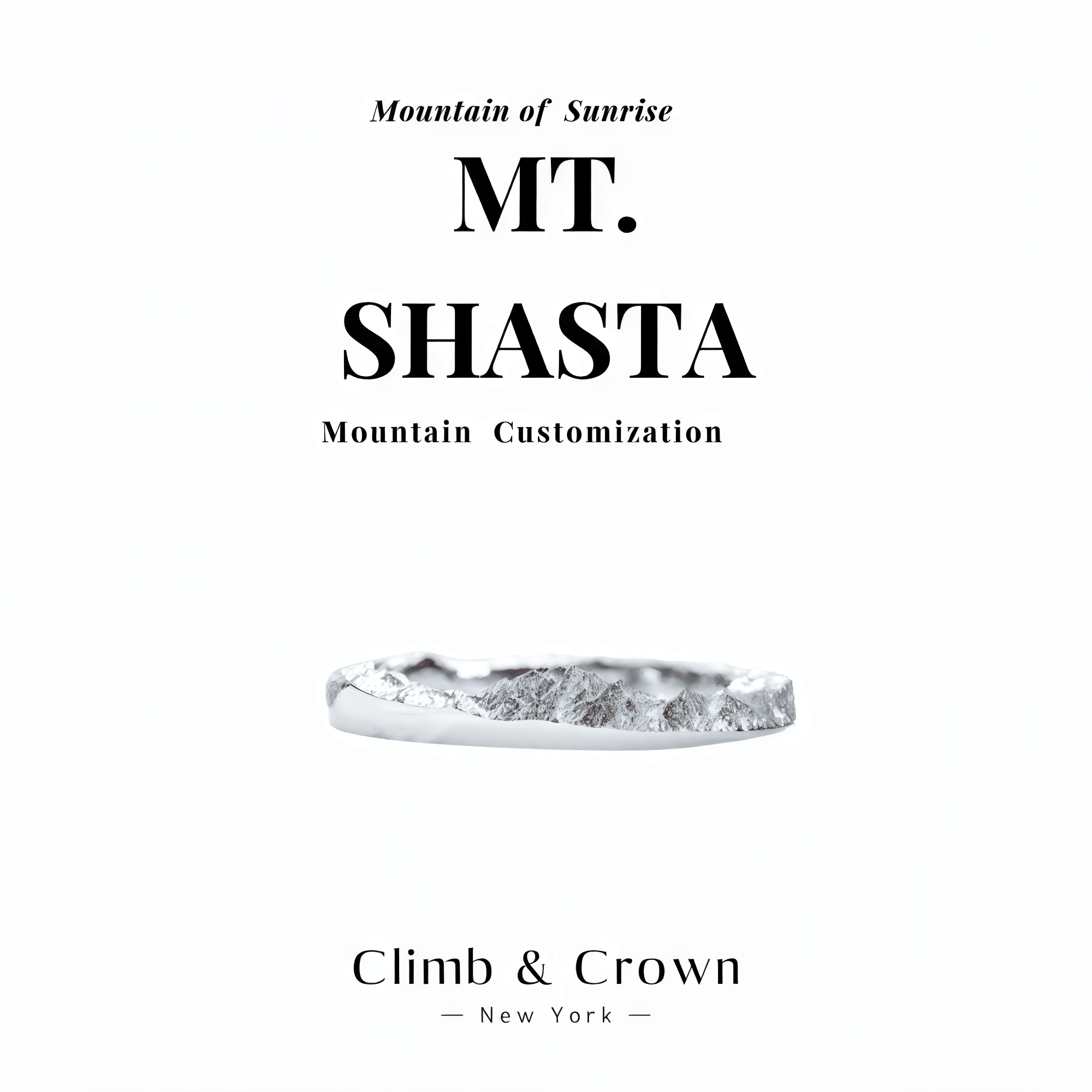 【Mt. Shasta】 Hand-Engraved Rersonalized Mount Ring