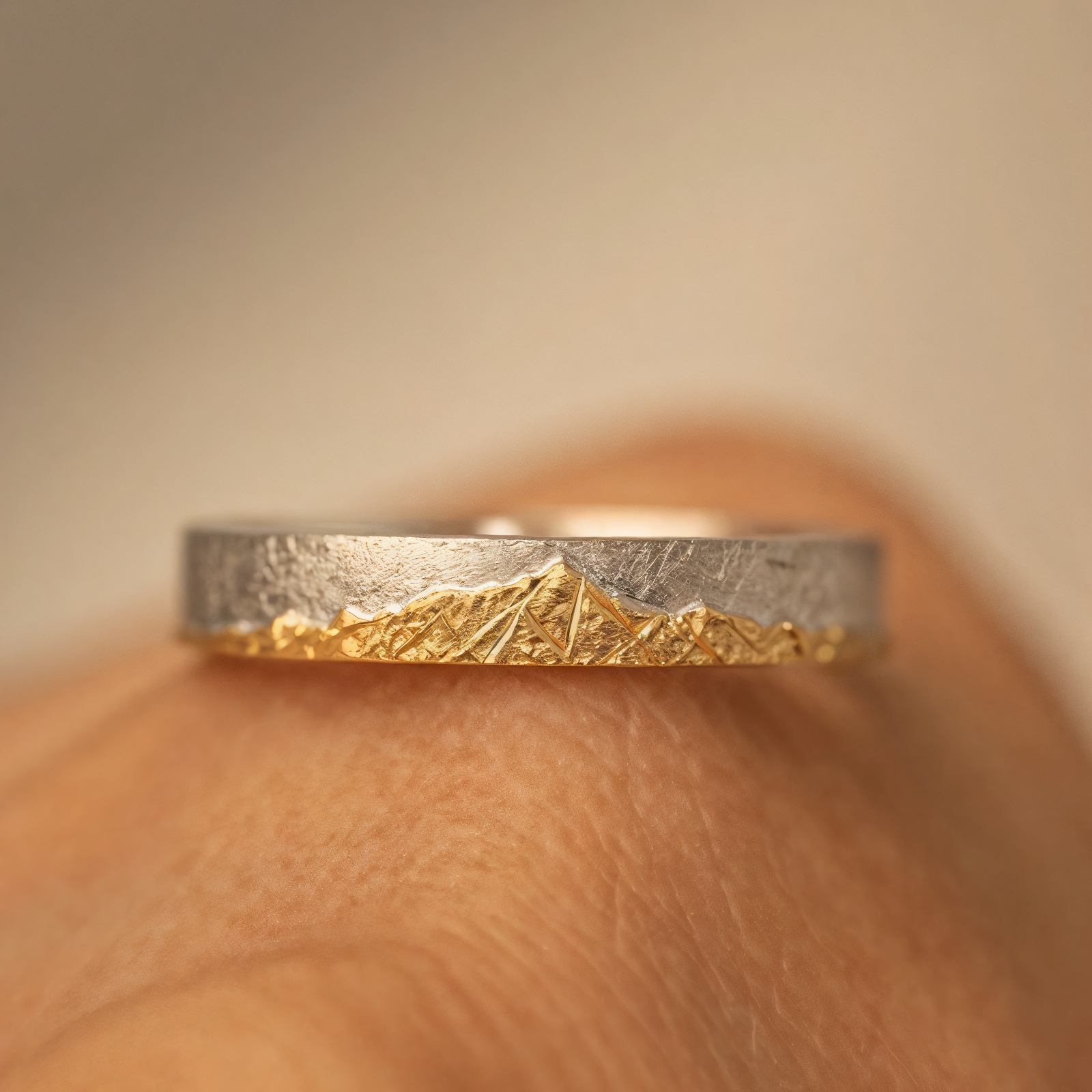 【Everest Summit】 Hand-Engraved Mount Mens/Womens Wedding Ring