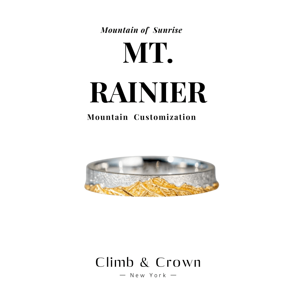 【Mt. Rainier】Hand-Engraved Mount Mens/Womens Wedding Ring