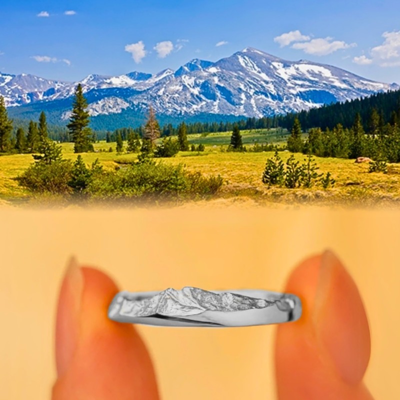 【Mt. Lyell (Yosemite)】Sterling Silver Hand-Engraved Mount Ring