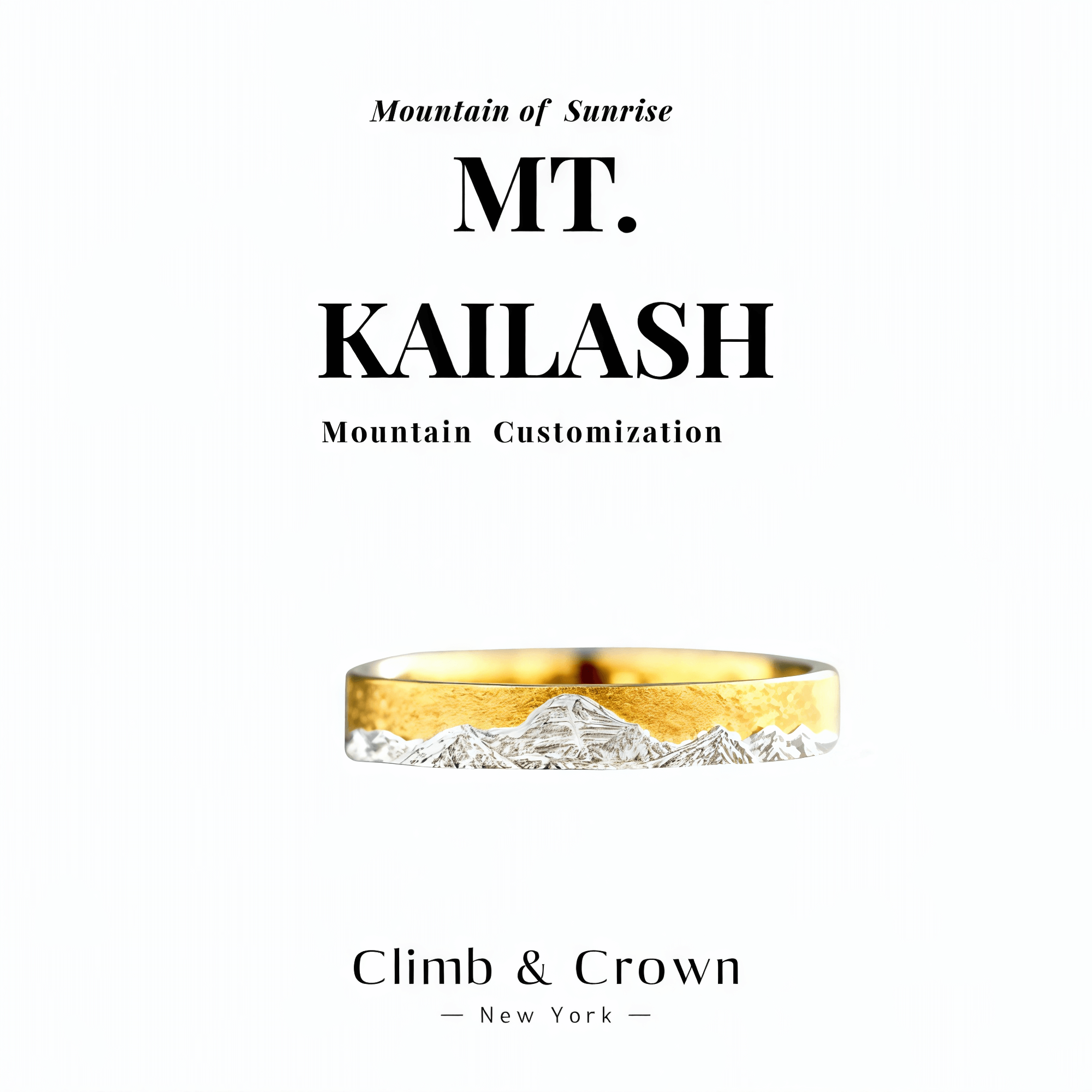 【Mt. Kailash】 Gold Hand-Engraved Mount Mens/Womens Wedding Ring