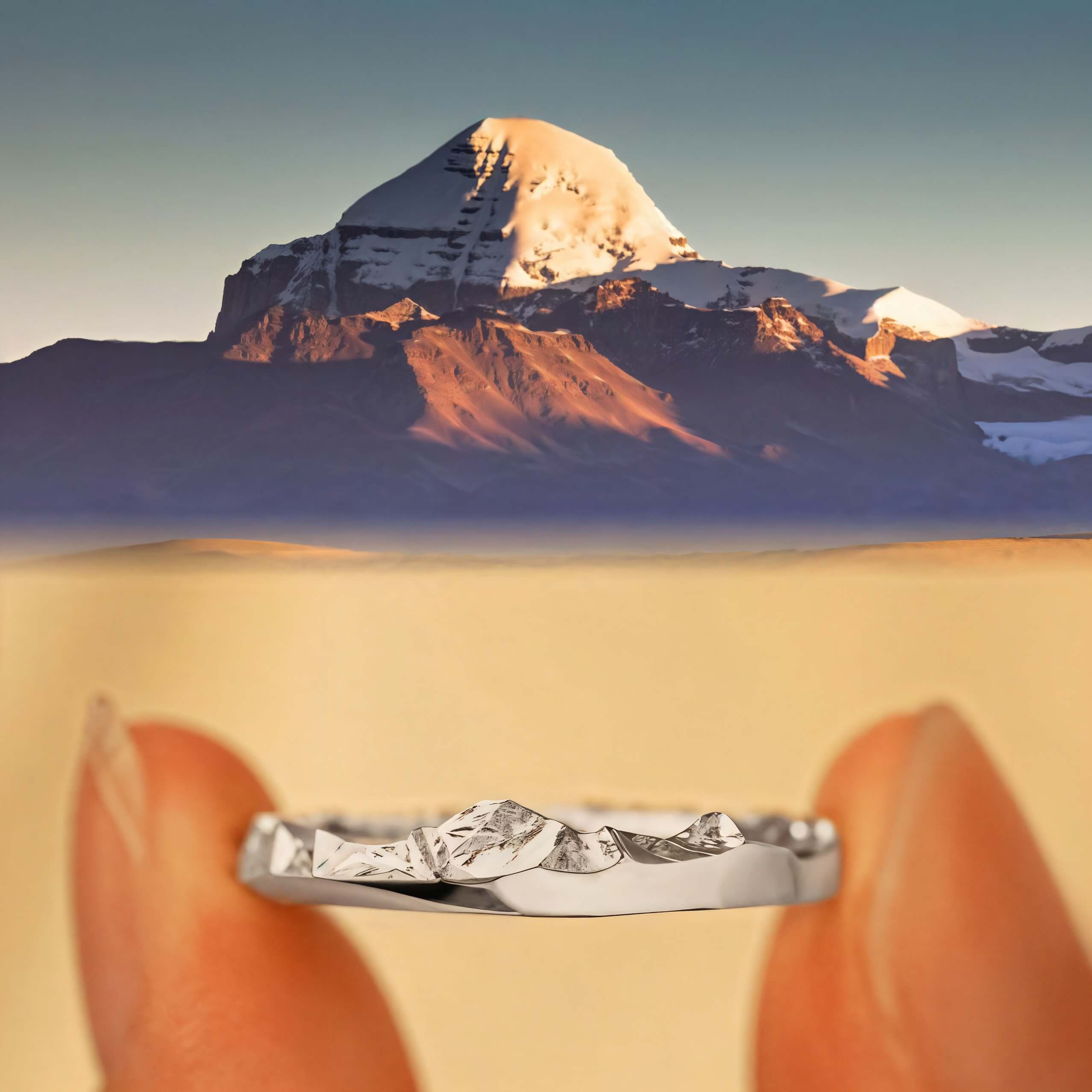 【Mt. Kailash】 Titanium Hand-Engraved Mount Ring Mens/Womens Wedding Ring
