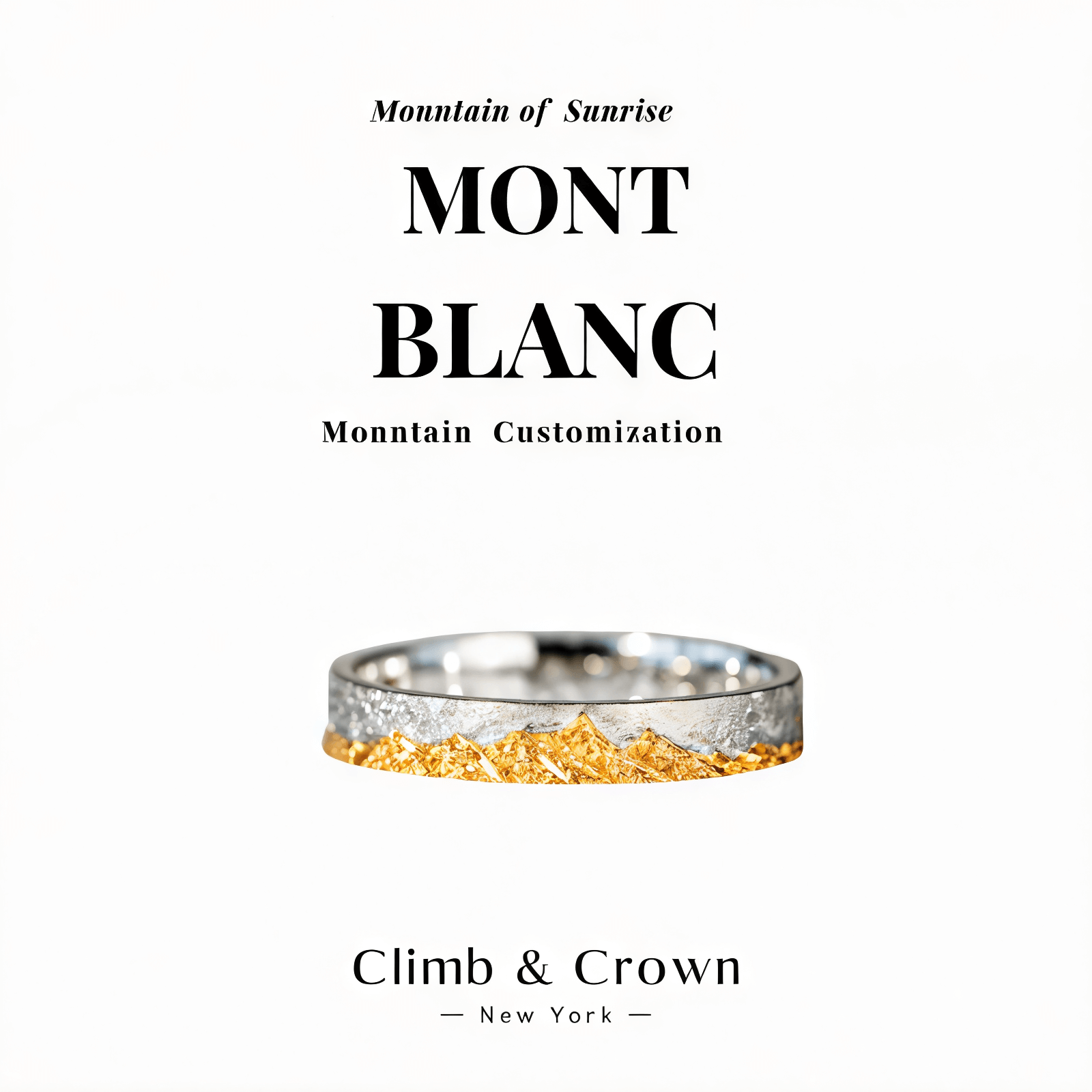 【Mont Blanc】 Hand-Engraved Mount Mens/Womens Wedding Ring