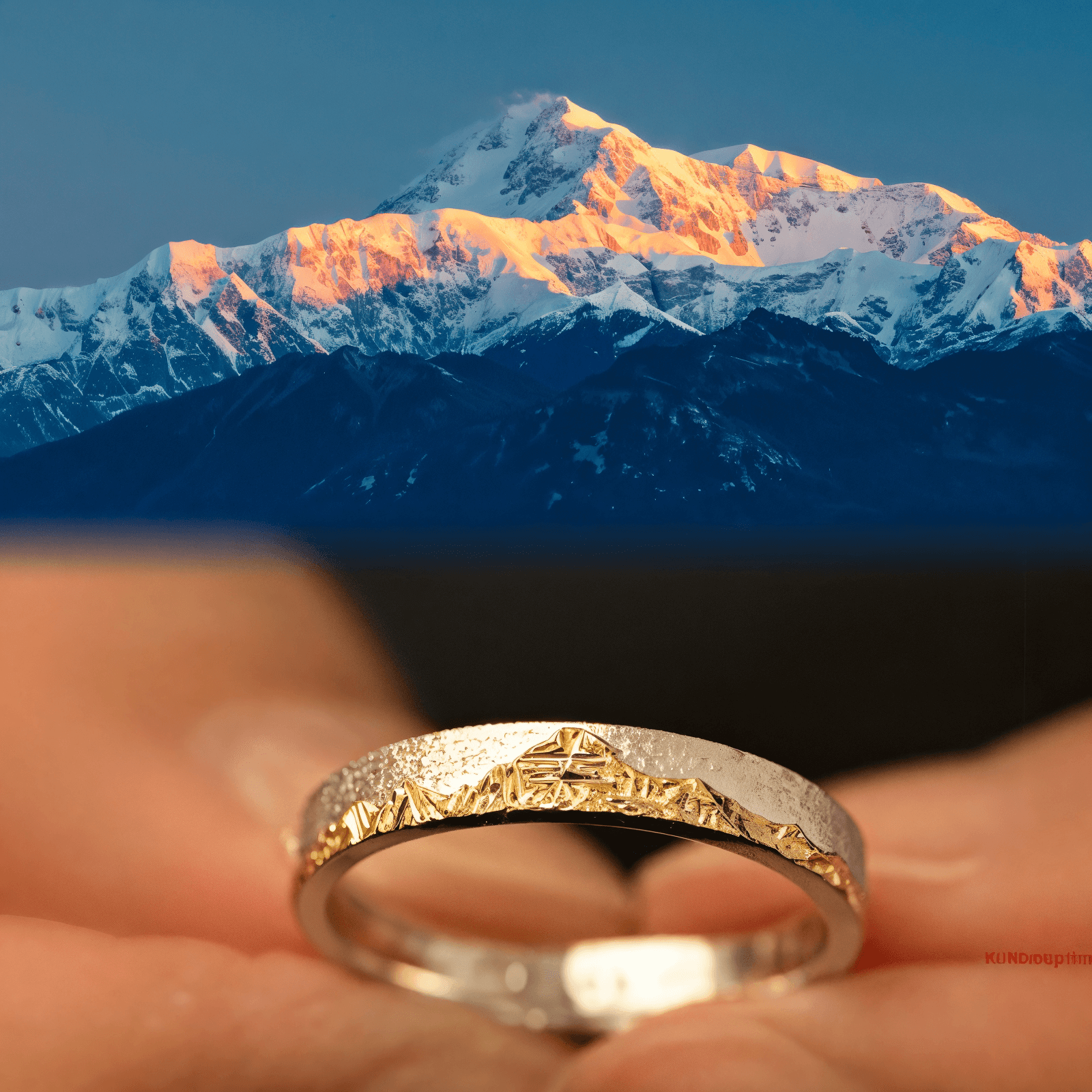 【Mt. Denali】Hand-Engraved Mount Mens/Womens Wedding Ring