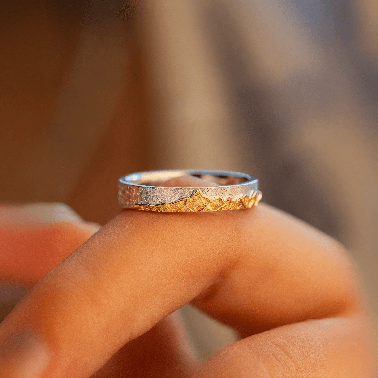 【Mt. Whitney】 Hand-Engraved Mount Mens/Womens Wedding Ring