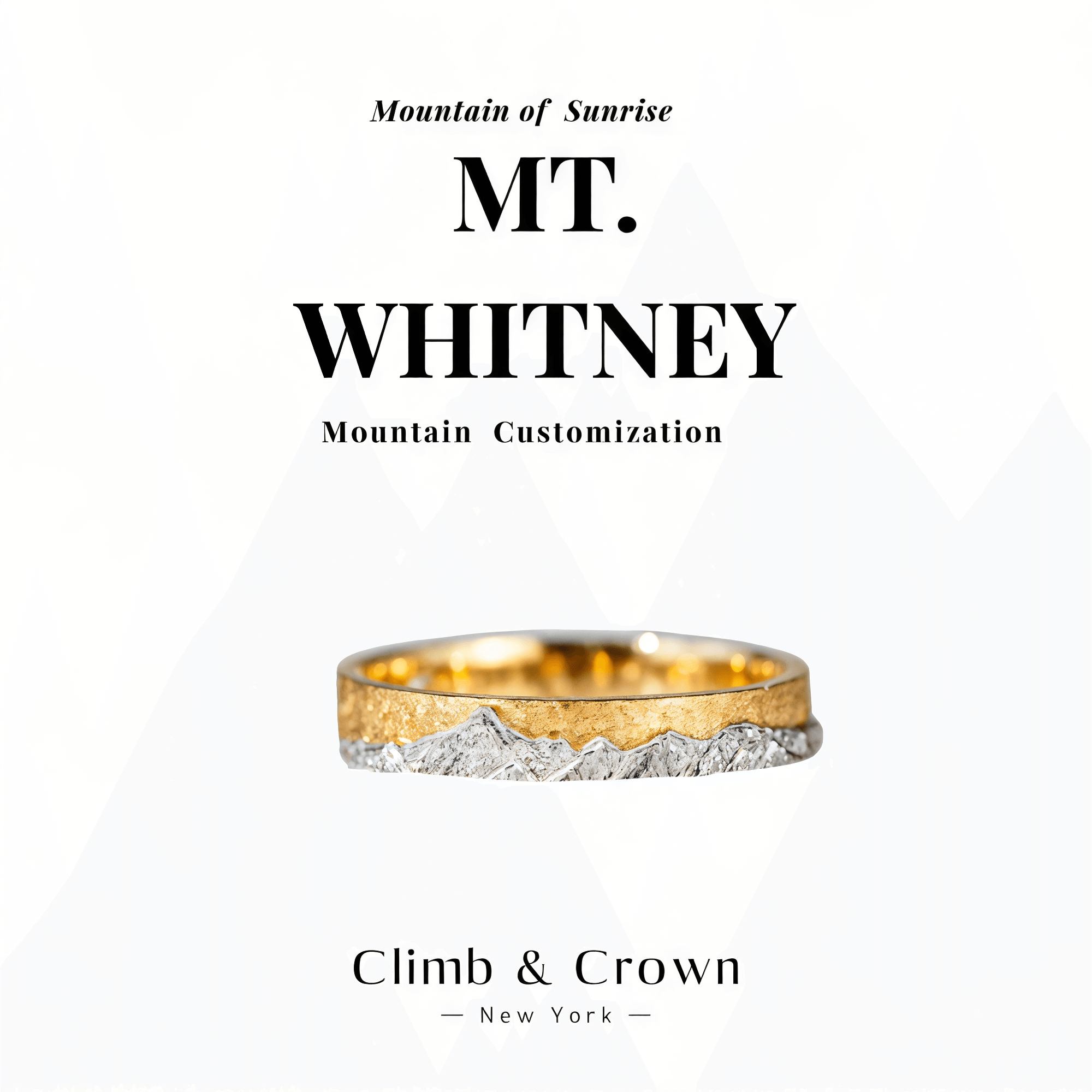 【Mt. Whitney】Gold Hand-Engraved Mount Wedding Ring