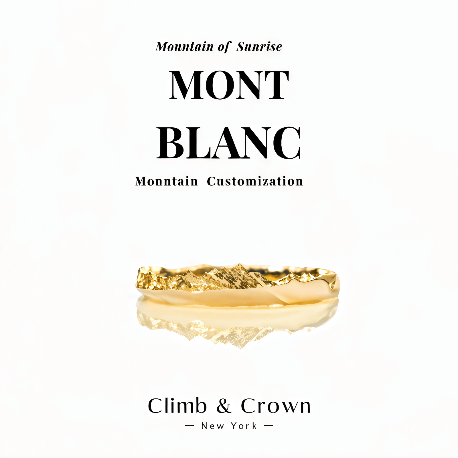 【Mont Blanc】Gold Hand-Engraved Mount Wedding Ring
